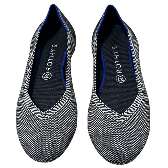 Rothy’s Women’s Retired White & Black Birdseye Flats Size 8.5 Like New! - Picture 1 of 6